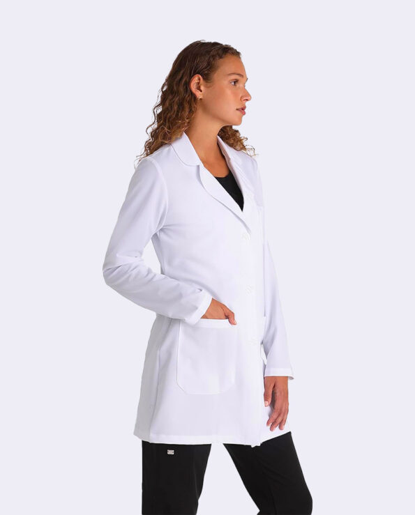 side 2405 32 3pkt rounded collar lab coat