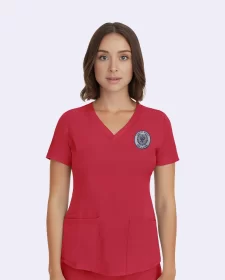 women’s monica v neck solid scrub top red