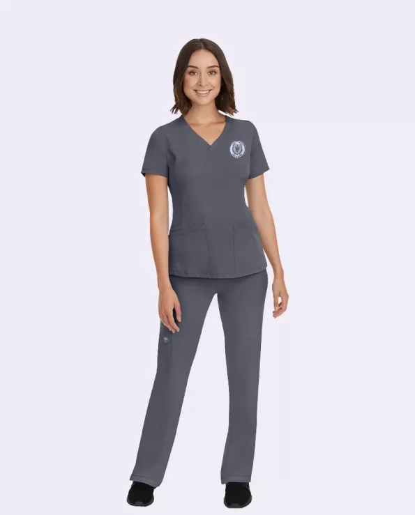 women's pewter scrub set with gu embroidered top