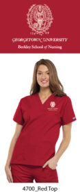 women’s 3 pocket dolman v neck red scrub top