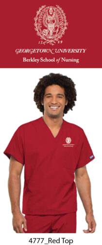 unisex v neck 1 pocket solid red scrub top