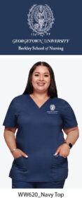women's v neck solid navy scrub top